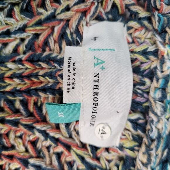 NEW 3X ANTHROPOLOGIE rainbow weave vneck cotton blend oversized sweater NWT - Picture 10 of 16